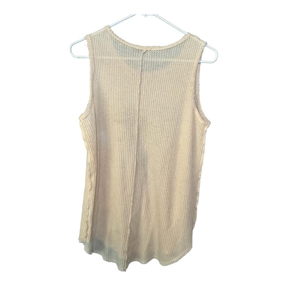 🔹5/$25🔹T Party Beige Waffle Knit Tank Top Tunic with Flower Cow Skull. Medium - Picture 6 of 10